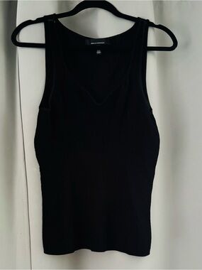 White House Black Market Black Ribbed V-Neck Tank